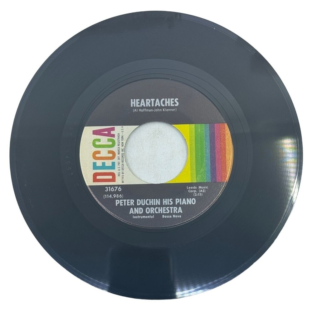 Peter Duchin His‎ Piano And Orchestra 7" Vinyl Heartaches / Sink Or Swim